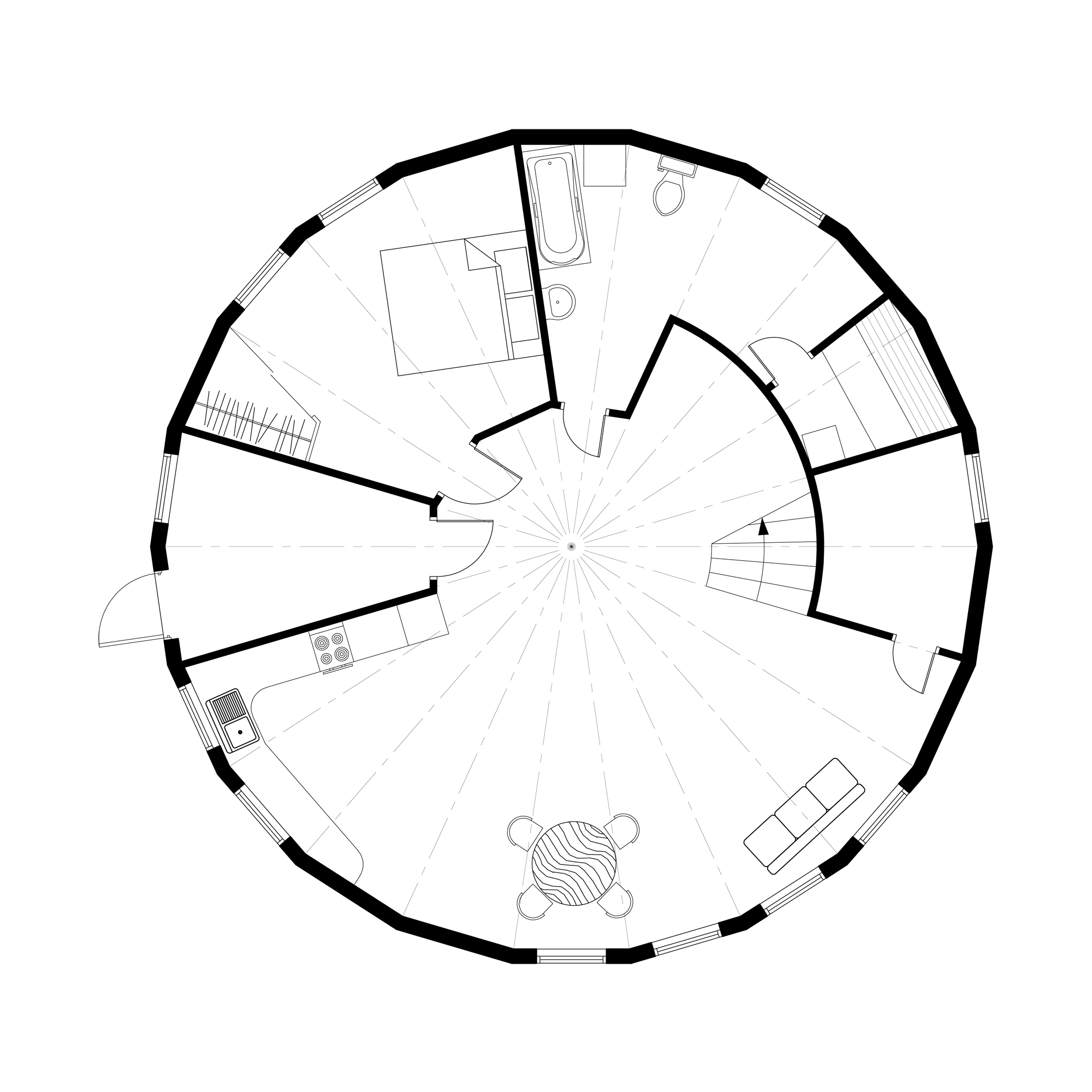 KombodomD12 frame of a two-story domed house